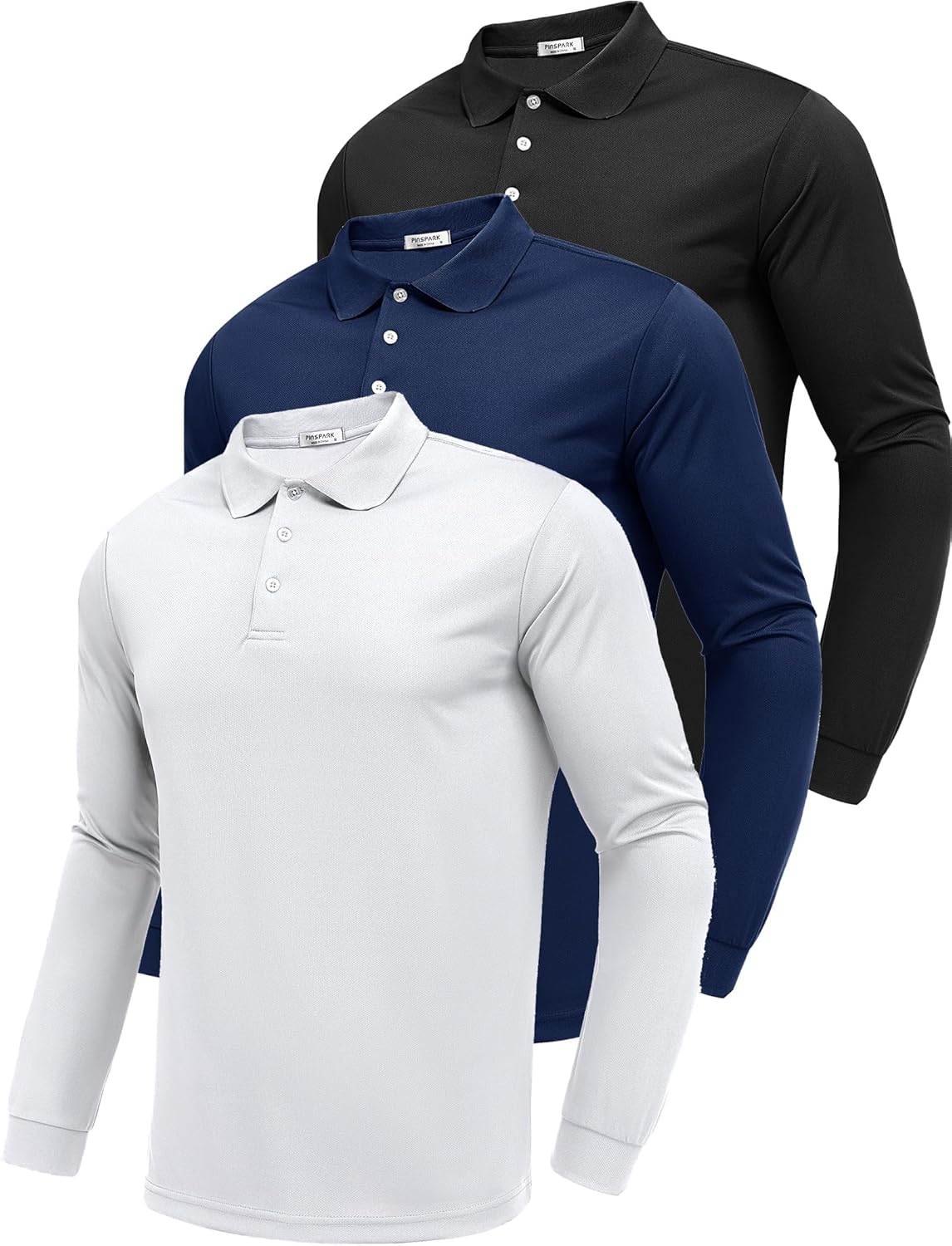 PINSPARK Long Sleeve Polo Shirts for Men - Quick Dry & Breathable