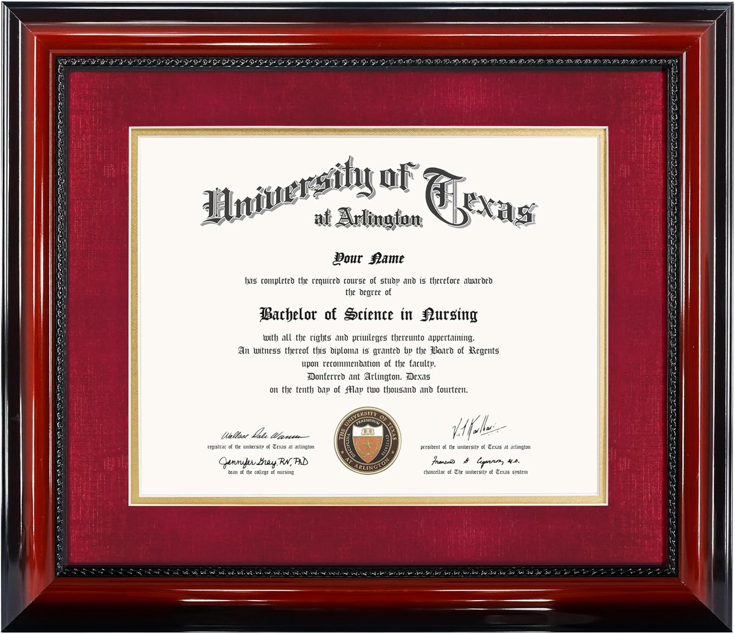 GMFrames 11x14 Diploma Frame with Red Mat and Cherry Finish