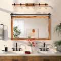 45 x 30 Brown Farmhouse Barn Door Mirror - Large Wall Mirror
