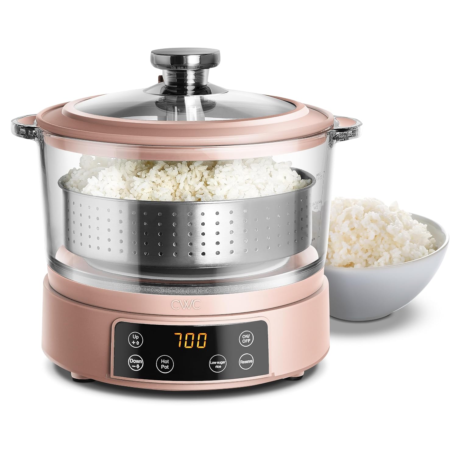 COOK WITH COLOR 3L Glass Low Carb Rice Cooker for Healthy Meals