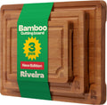 Riveira Brown Bamboo Wood Cutting Board Set of 3 - Gentle on Knives