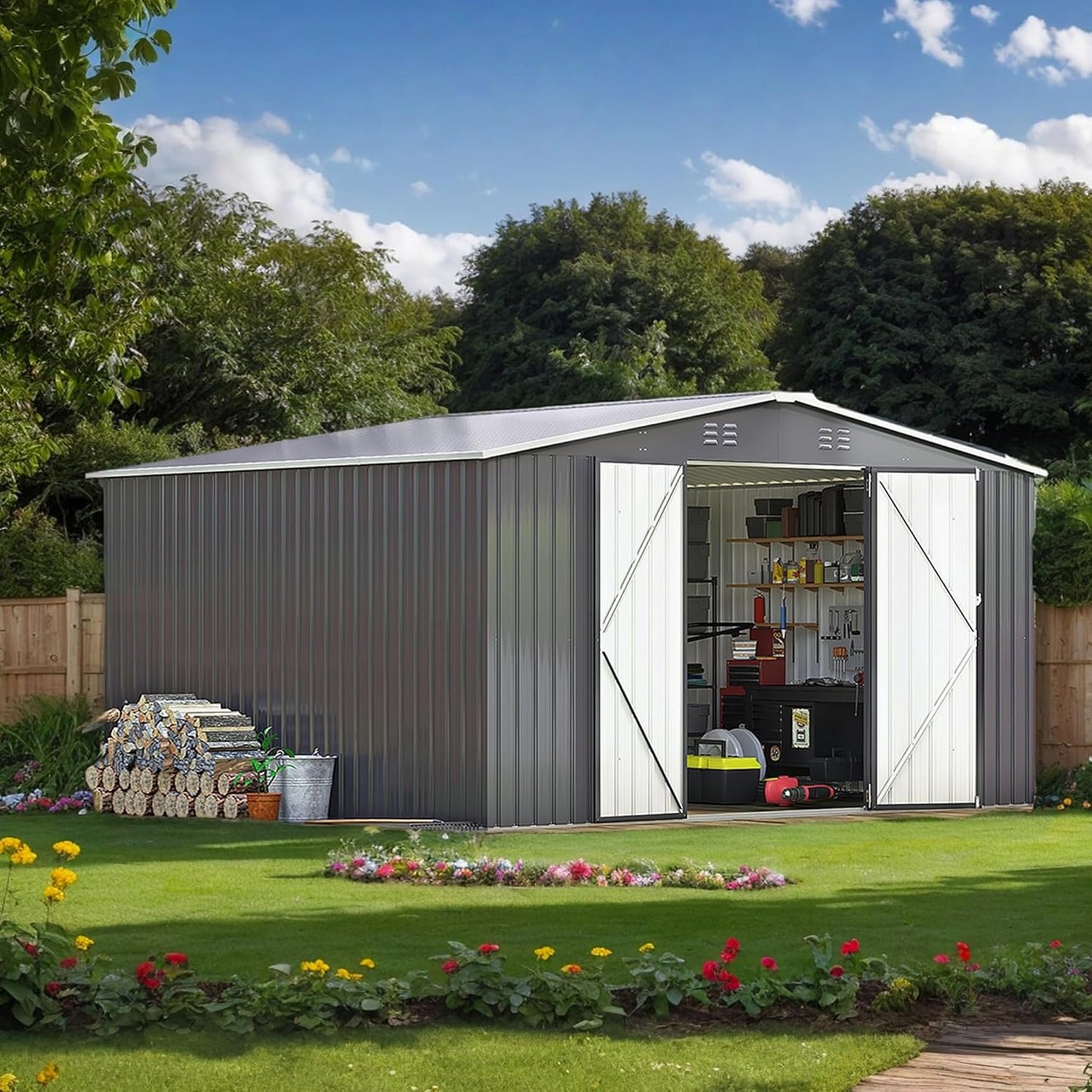 10 x 12 FT Outdoor Storage Shed for Garden and Lawn Use