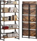 JSB No Assembly Folding Bookshelf, 5 Tier Industrial Shelf - Space