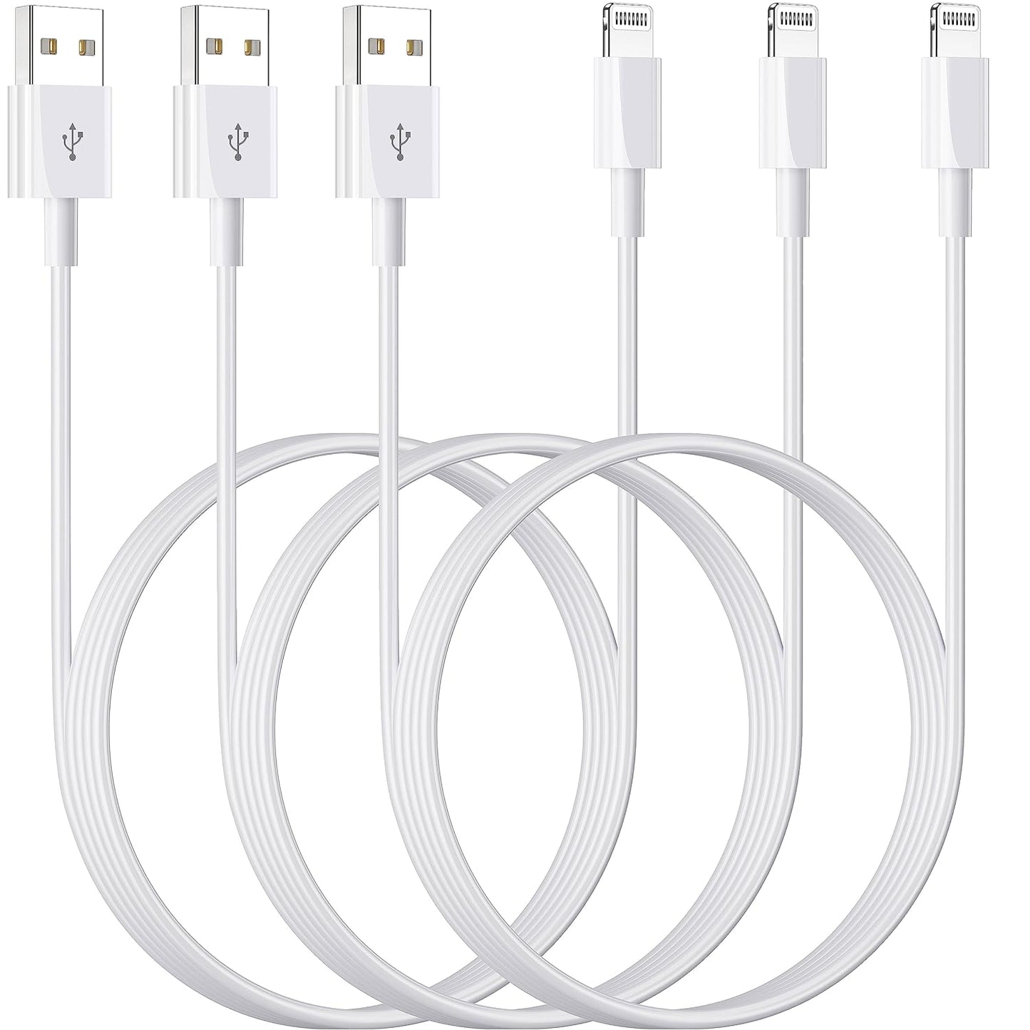 Fast Charge & Sync 3ft Apple MFi Certified Lightning Cable x3 by AICHUA