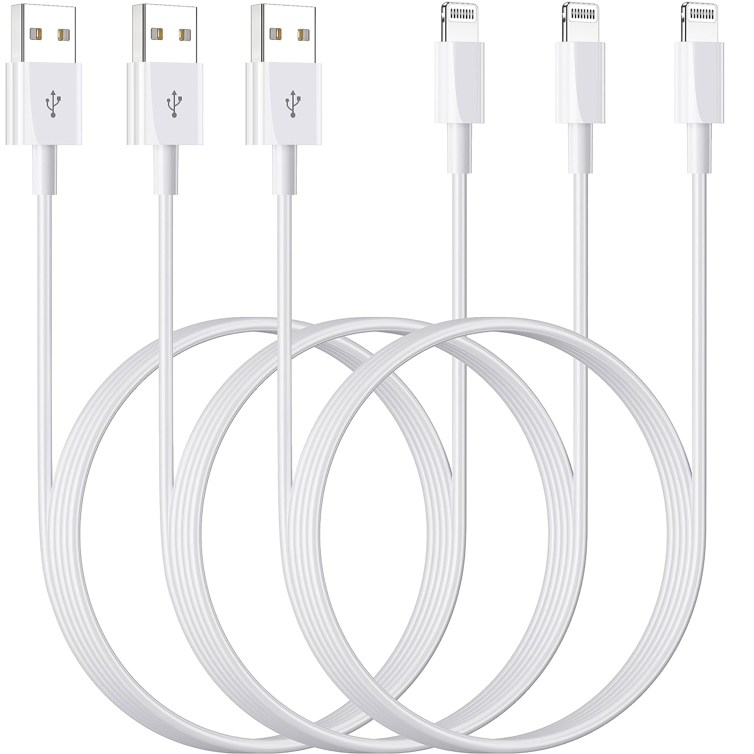 Fast Charge & Sync 3ft Apple MFi Certified Lightning Cable x3 by AICHUA
