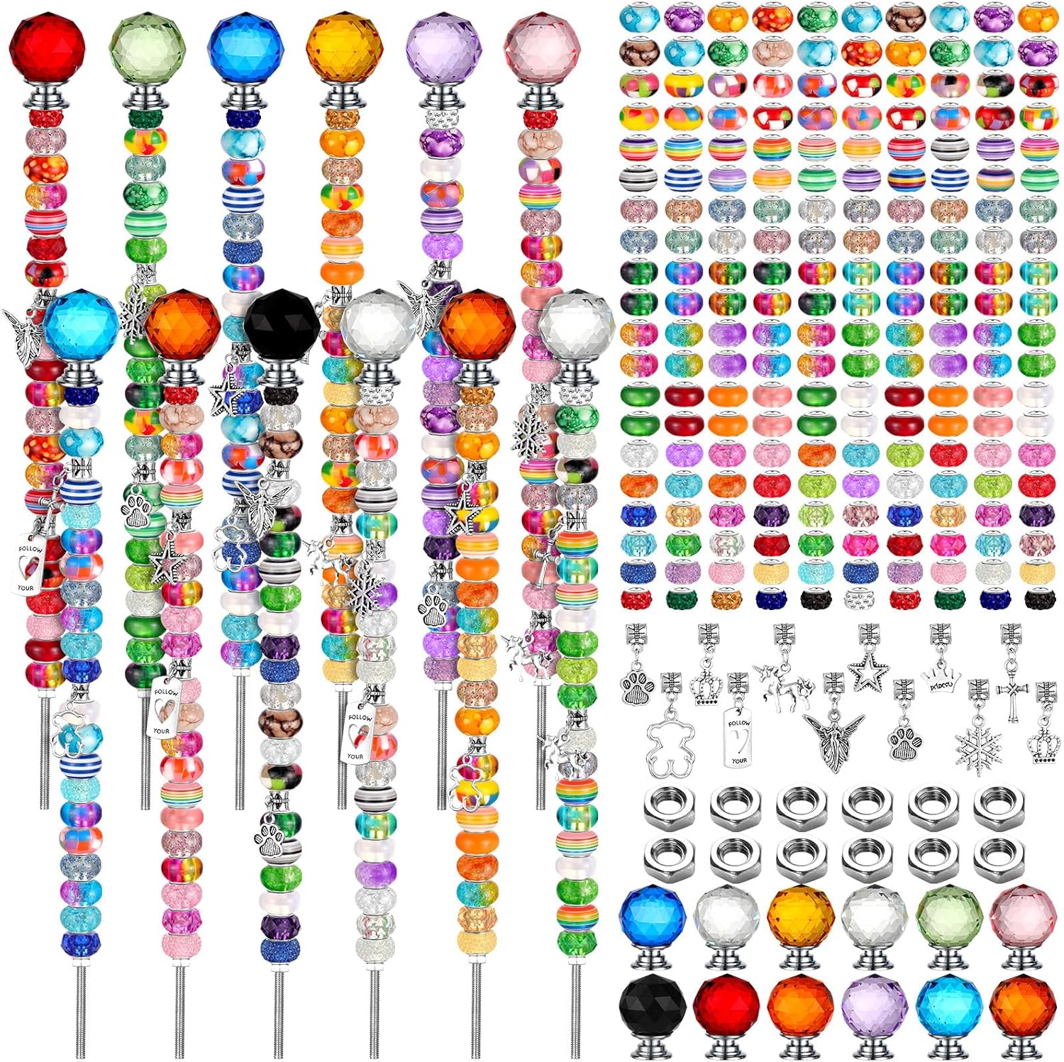 236 Pcs Garden Stake DIY Fairy Wand with Colorful Crystal Tops