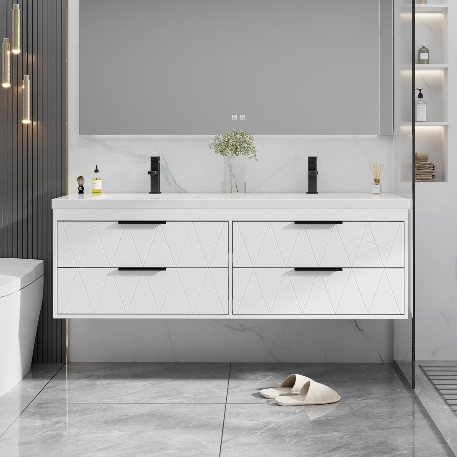 eclife 60 Inch Bathroom Vanity Cabinet with Sink Combo