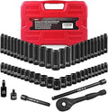 1/4 in Impact Socket Set 55pc SAE/Metric - Compact Ratchet Kit