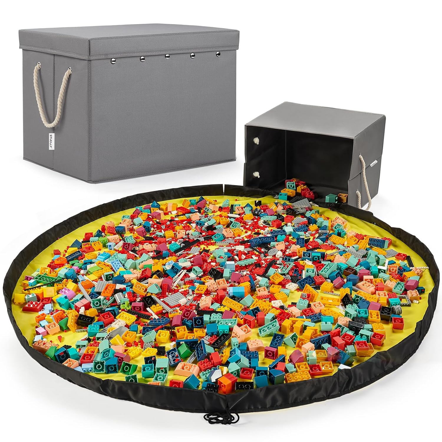 Kids Toy Box Chest Storage with Lid and Play Mat for Fun