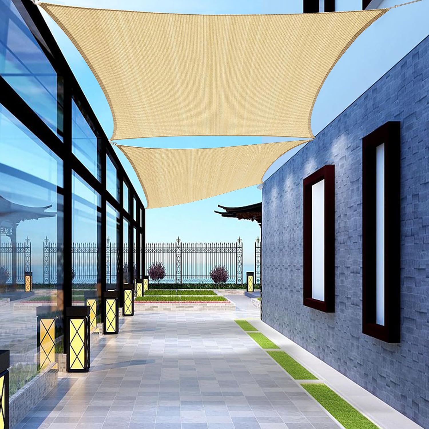 Custom Size 10ft x 16ft Beige Rectangle Sun Shade Sail Canopy