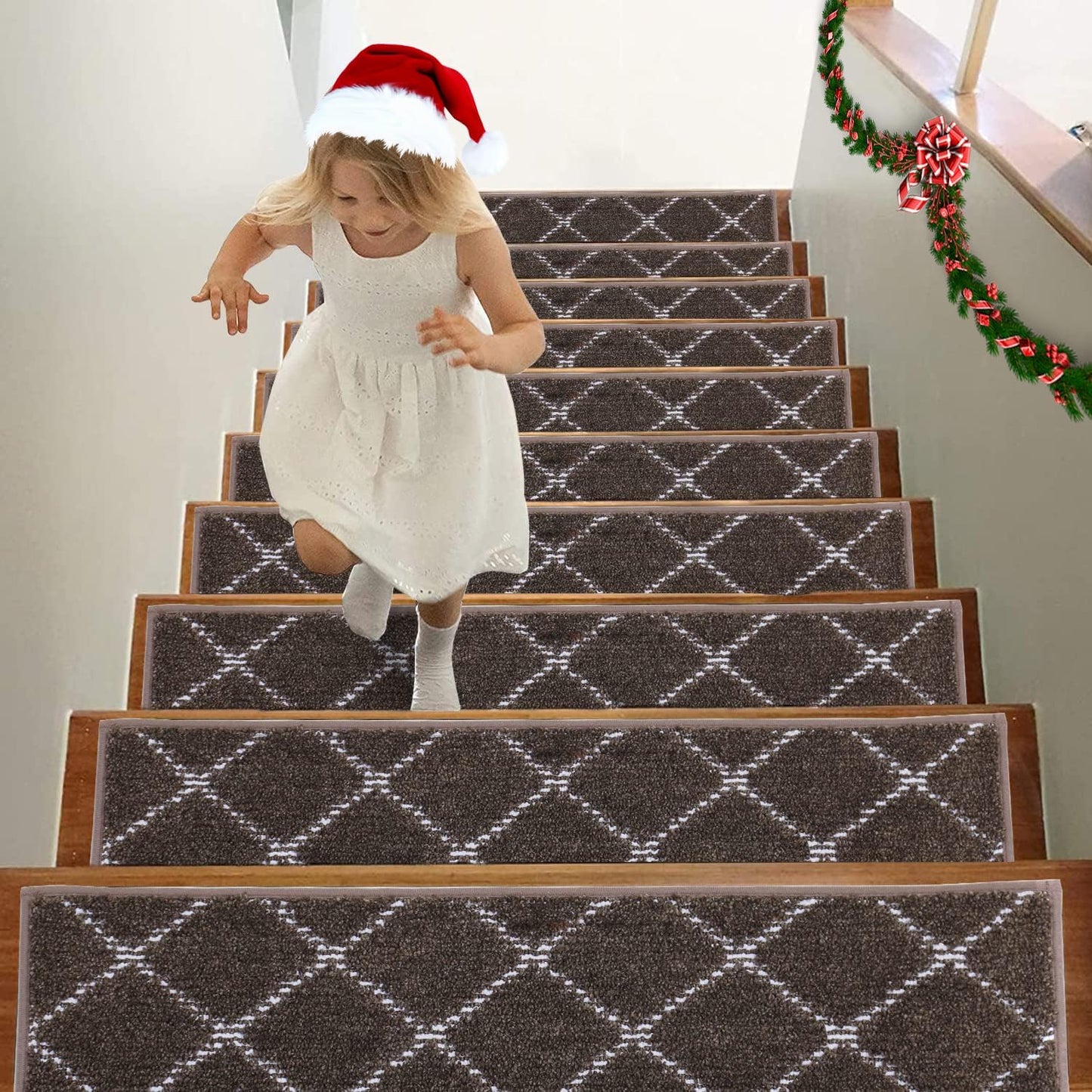 BEQHAUSE Non Slip Stair Treads for Wooden Steps, 15PCS, Brown