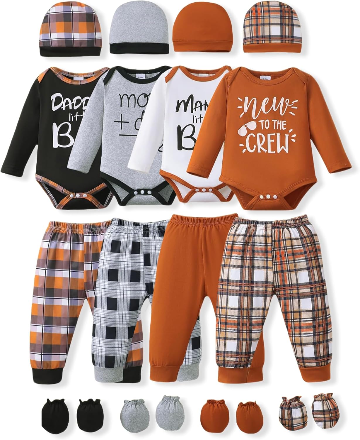 NZRVAWS Newborn Baby Boy Girl Clothes 4-Pack Outfit Set