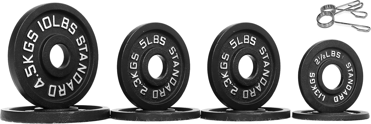 Olympic Cast Iron Plate Set for Strength Training and Weightlifting