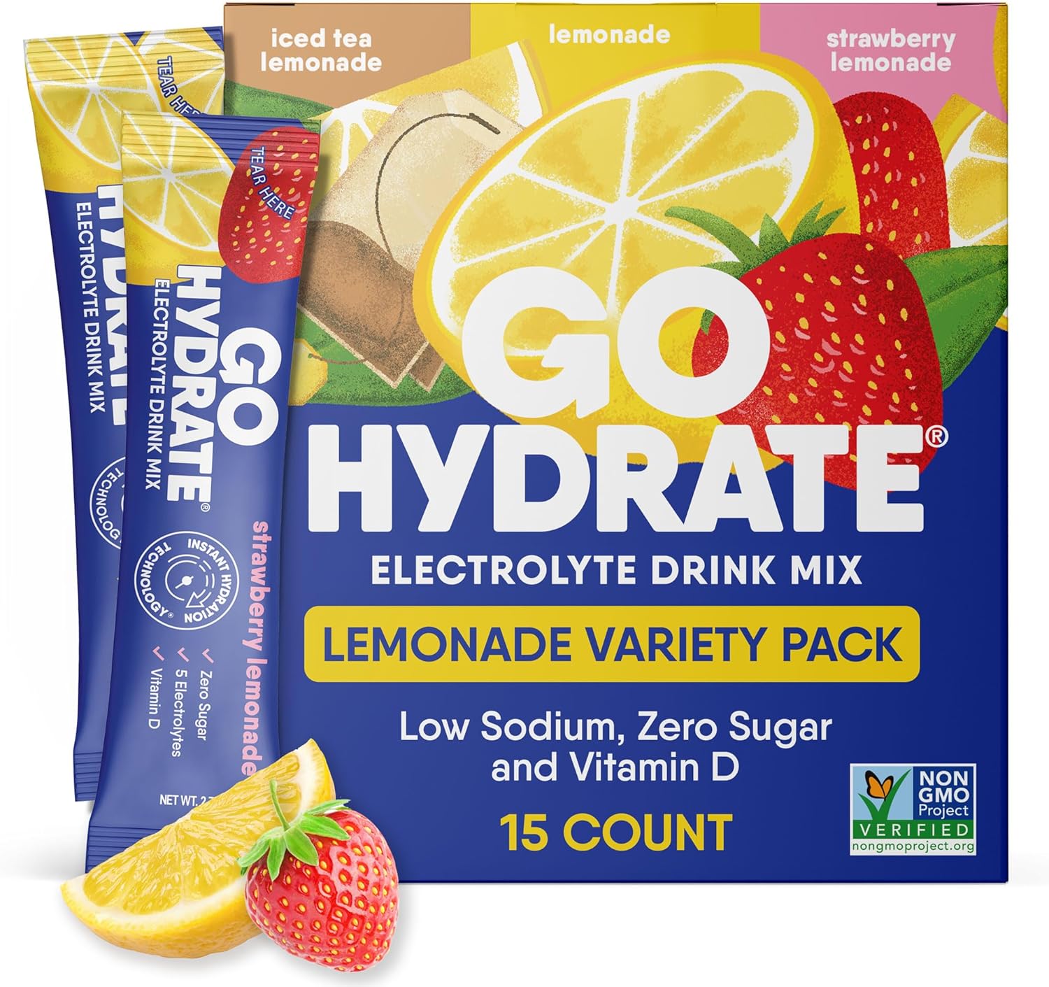 GoHydrate Low Sodium Electrolytes Powder Packets for Hydration
