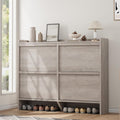 Grey Shoe Cabinet with 4 Flip Drawers - Holds 24-30 Pairs