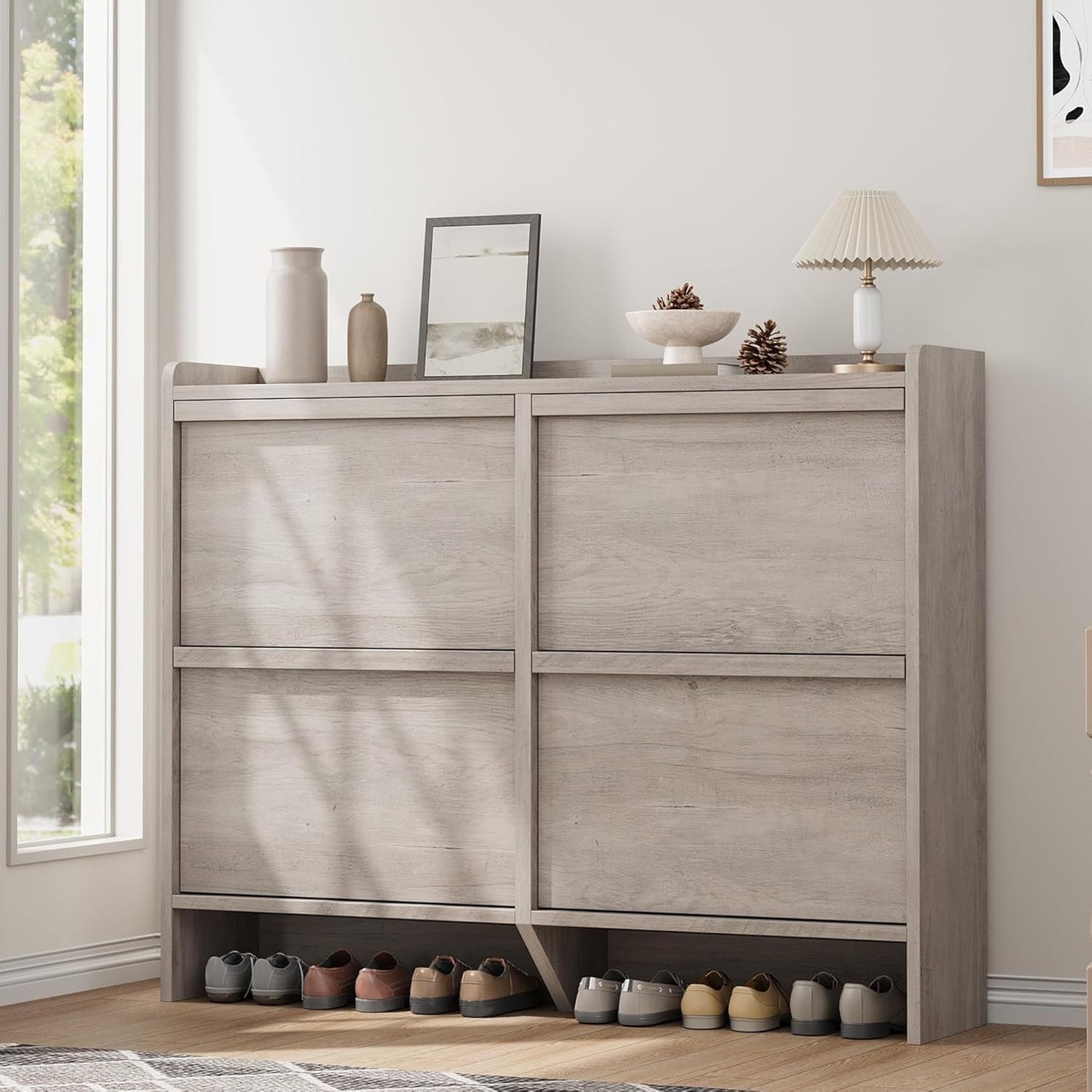 GarveeHome Shoe Cabinet with 4 Flip Drawers for Entryway