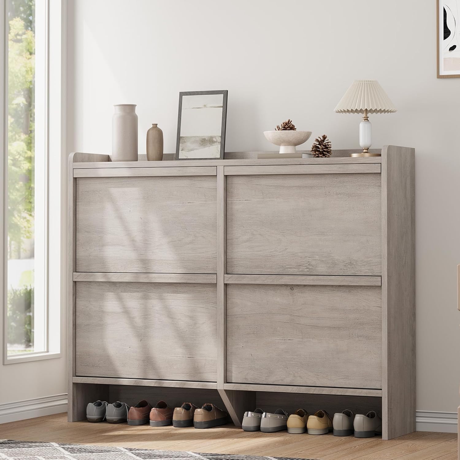 GarveeHome Shoe Cabinet with 4 Flip Drawers for Entryway