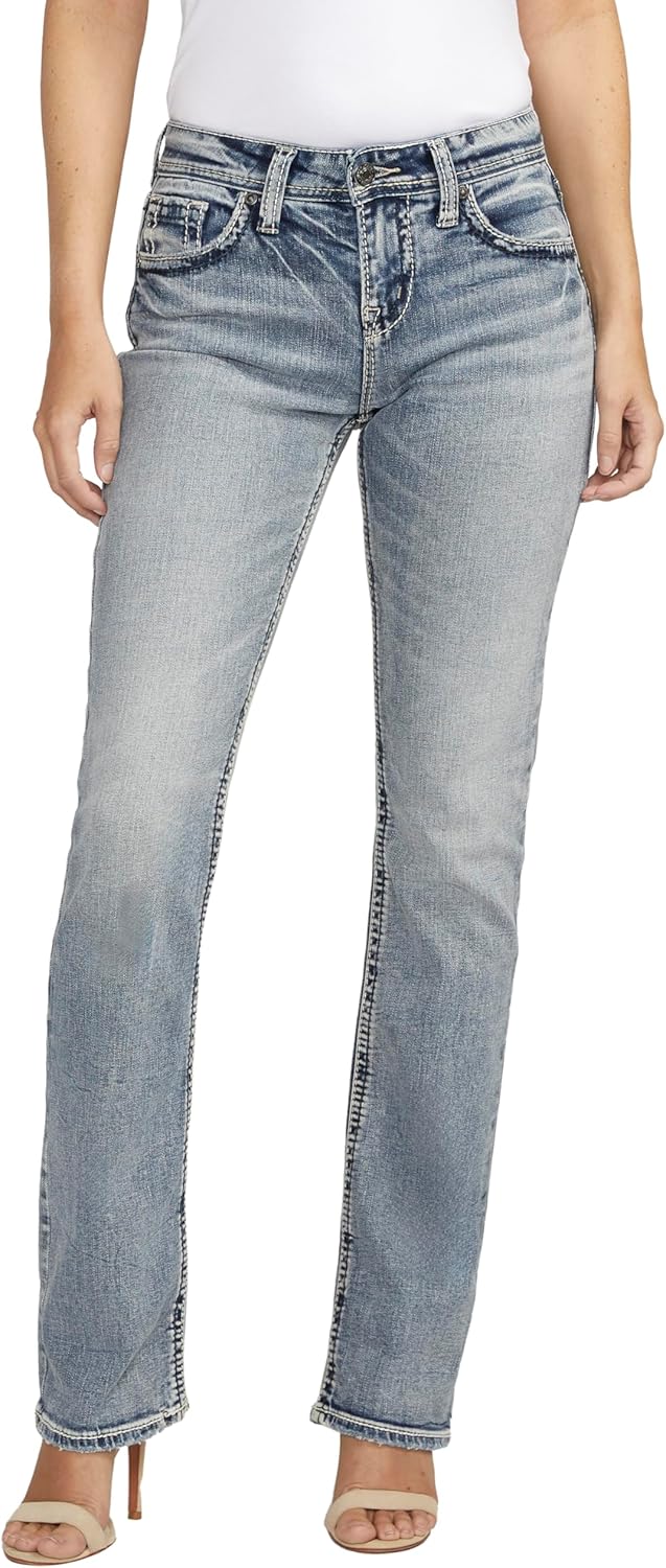 Suki Mid Rise Curvy Fit Slim Bootcut Jeans for Women