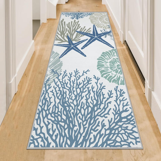 Tritard Coastal Runner Rug 2x6 Nautical Kitchen Hallway Mat