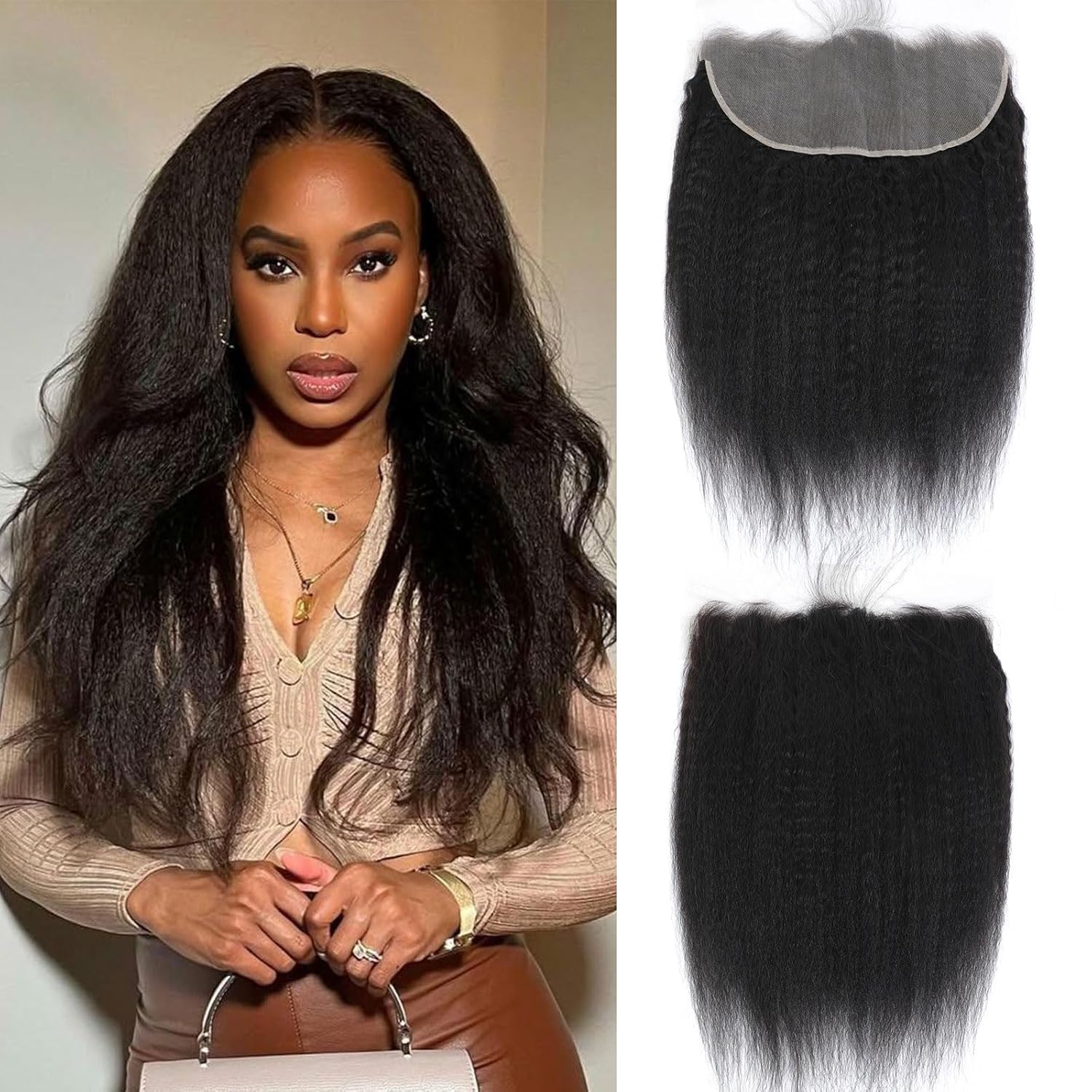 Kinky Straight 13x6 HD Frontal Lace Closure for Natural Look