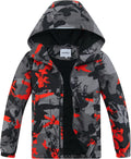 Boys Rain Jackets Waterproof Hooded Fleece Raincoats - Lightweight zip