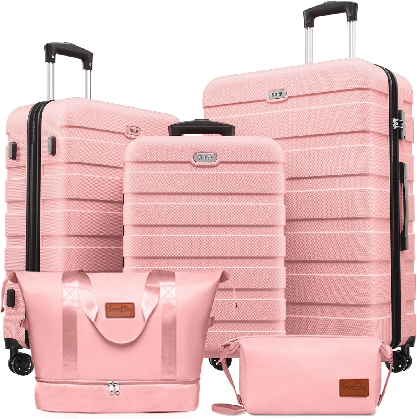 AnyZip Luggage Set 5 Piece PC ABS Hardshell Lightweight Suitcases