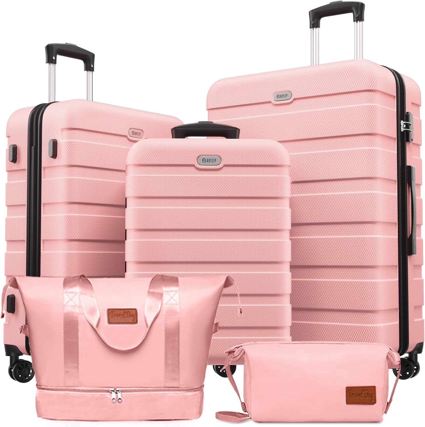 AnyZip Luggage Set 5 Piece PC ABS Hardshell Lightweight Suitcases