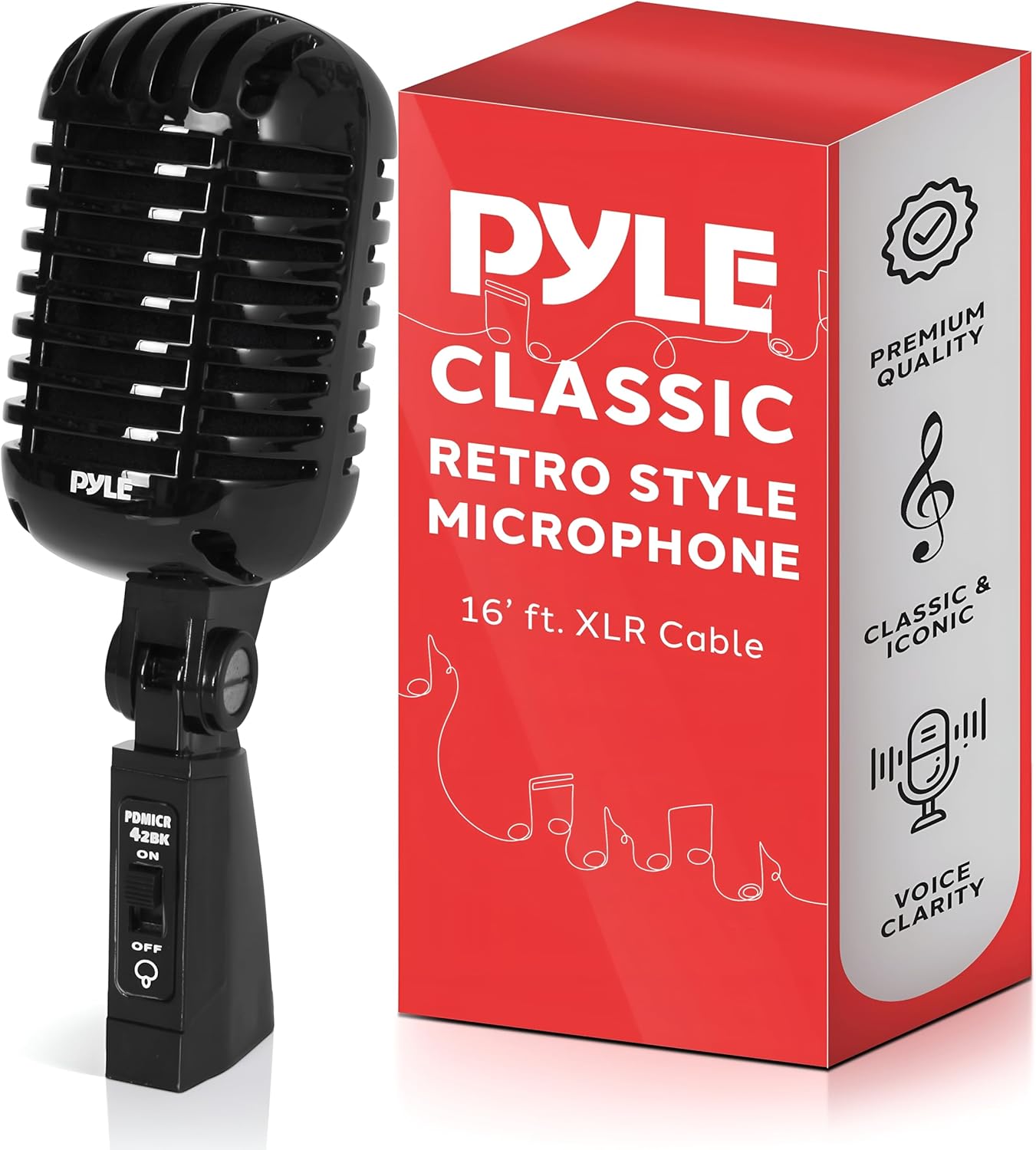 Pyle Classic Retro Dynamic Vocal Microphone for Live Performance