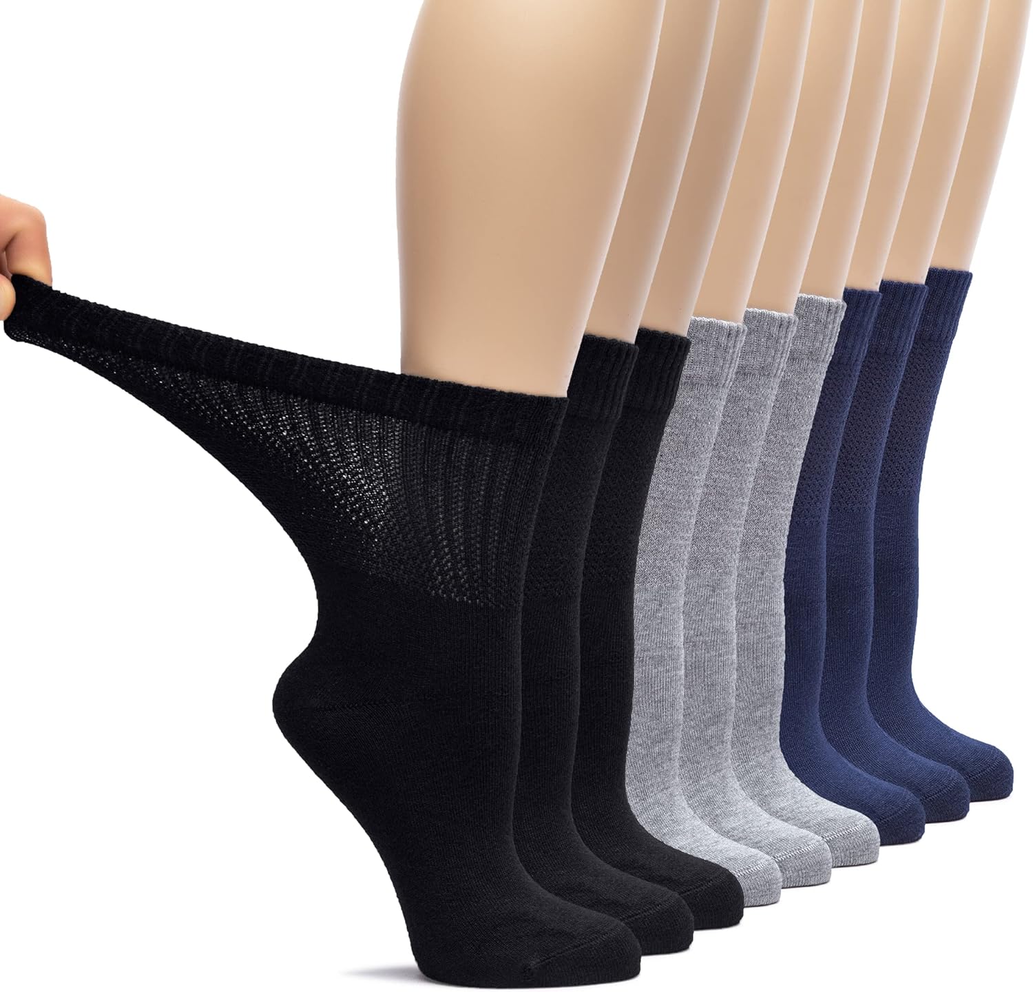 Hugh Ugoli Women's Loose Fit Diabetic Crew Socks for Comfort