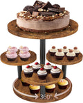 Cupcake Stand Rotatable 3-Tier Wooden Cupcake Stand - Rustic 50-Cup