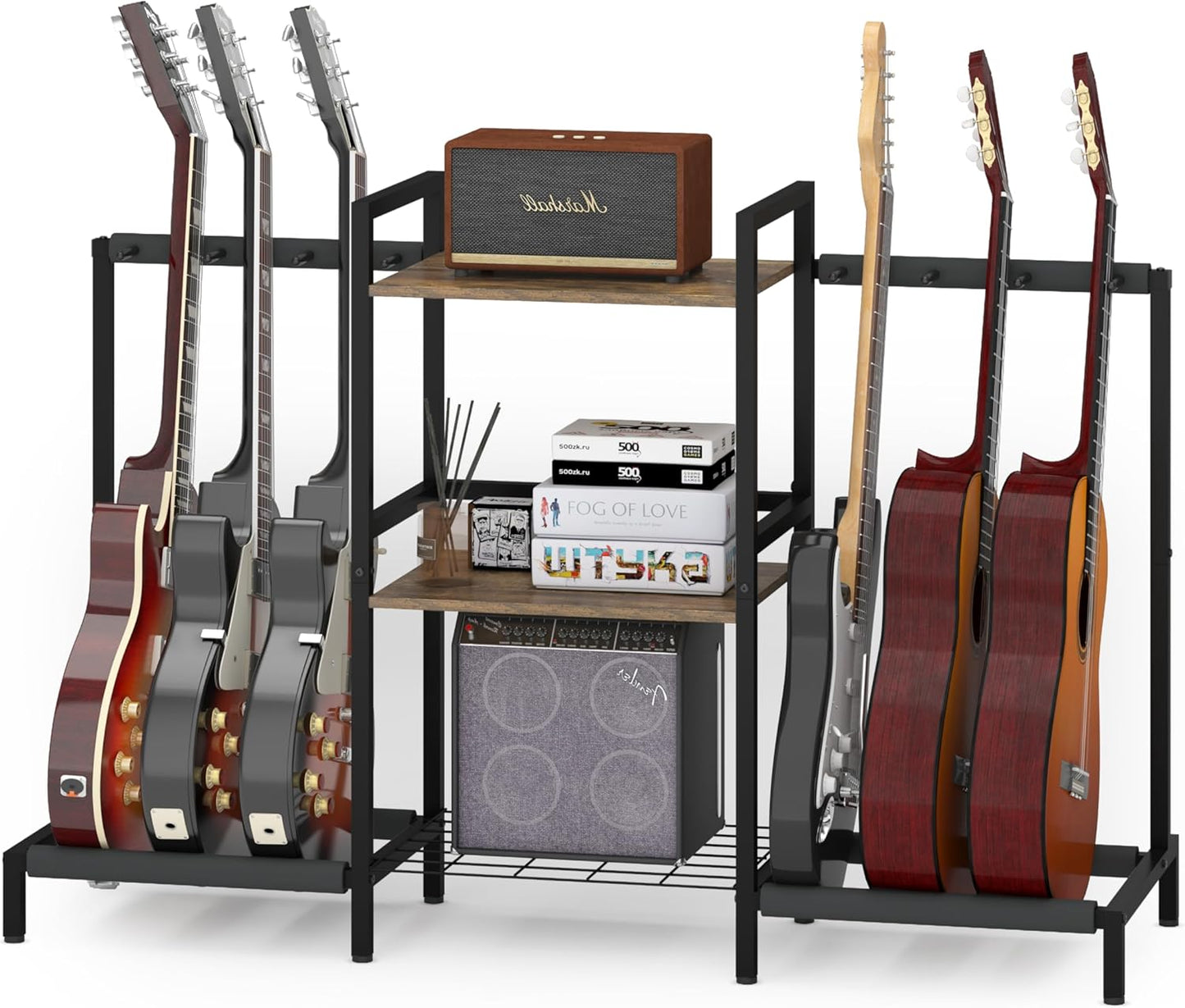 Guitar Stand for 6 Instruments - Multi Guitar Rack Display