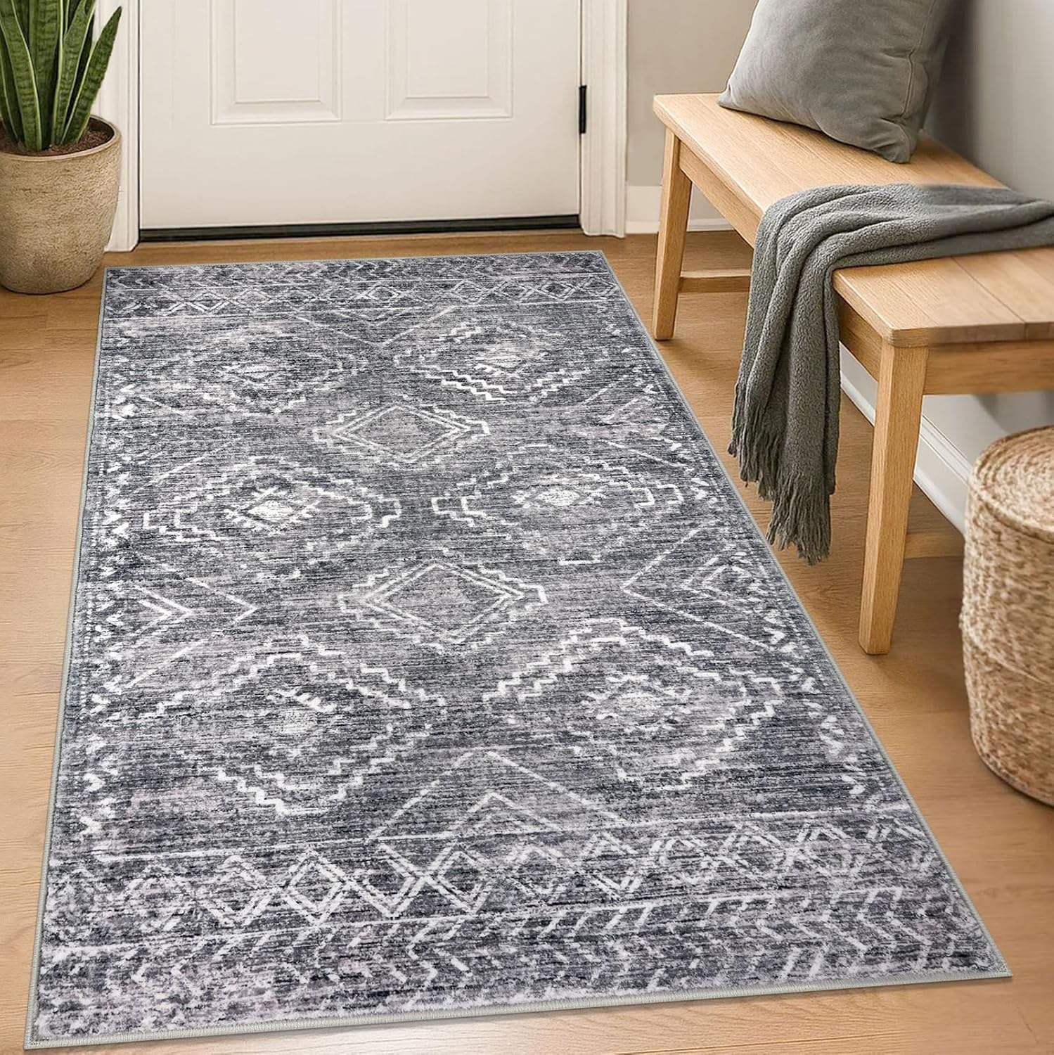 KILOCOCO Boho Entryway Rug 3ft x 5ft Soft Non Slip Rug