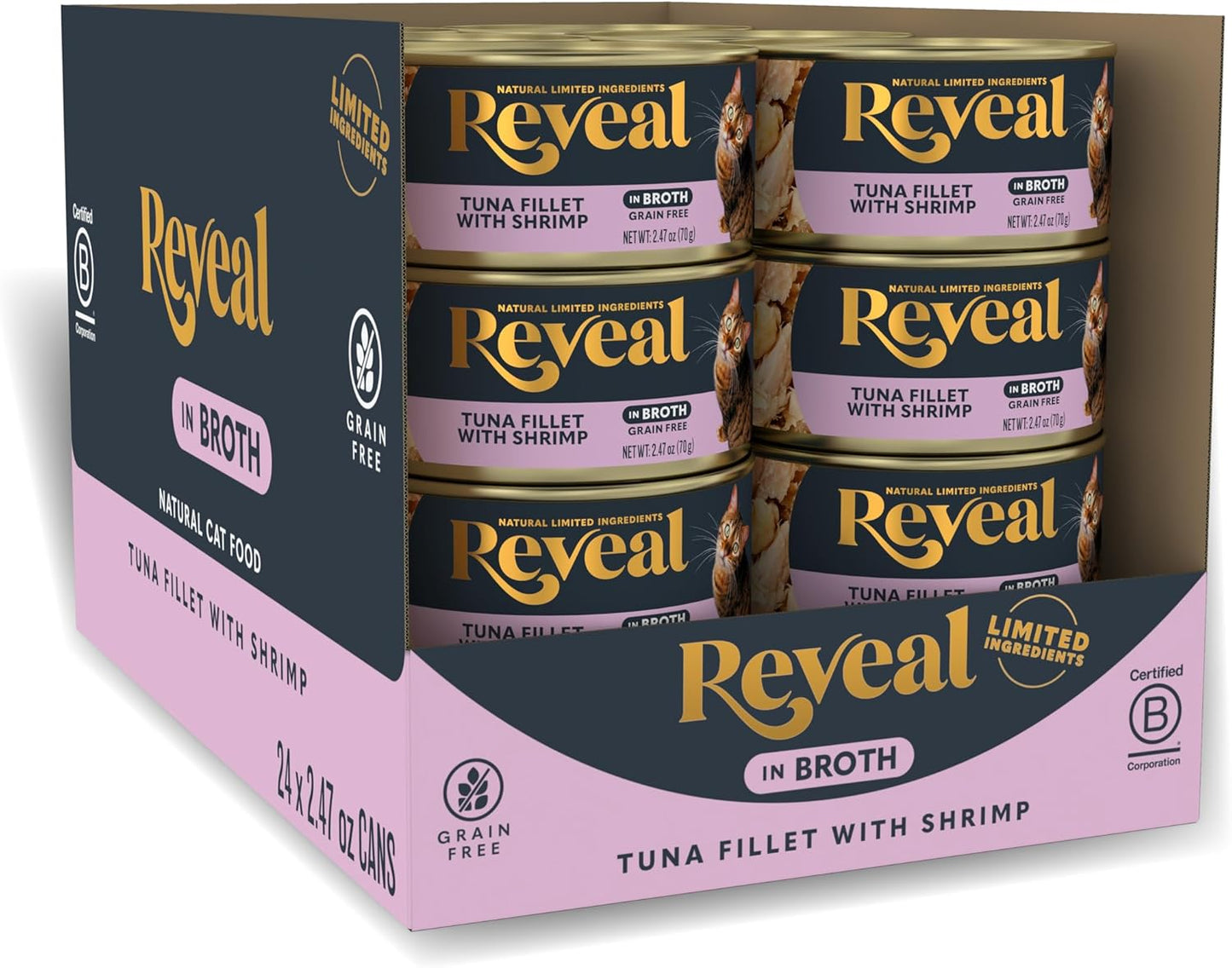 Reveal Natural Wet Cat Food with Tuna Fillet and Shrimp, 24 Count