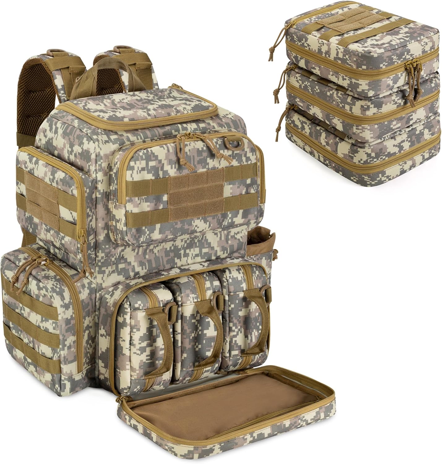 DSLEAF Tactical Pistol Backpack with 3 Cases for Handguns
