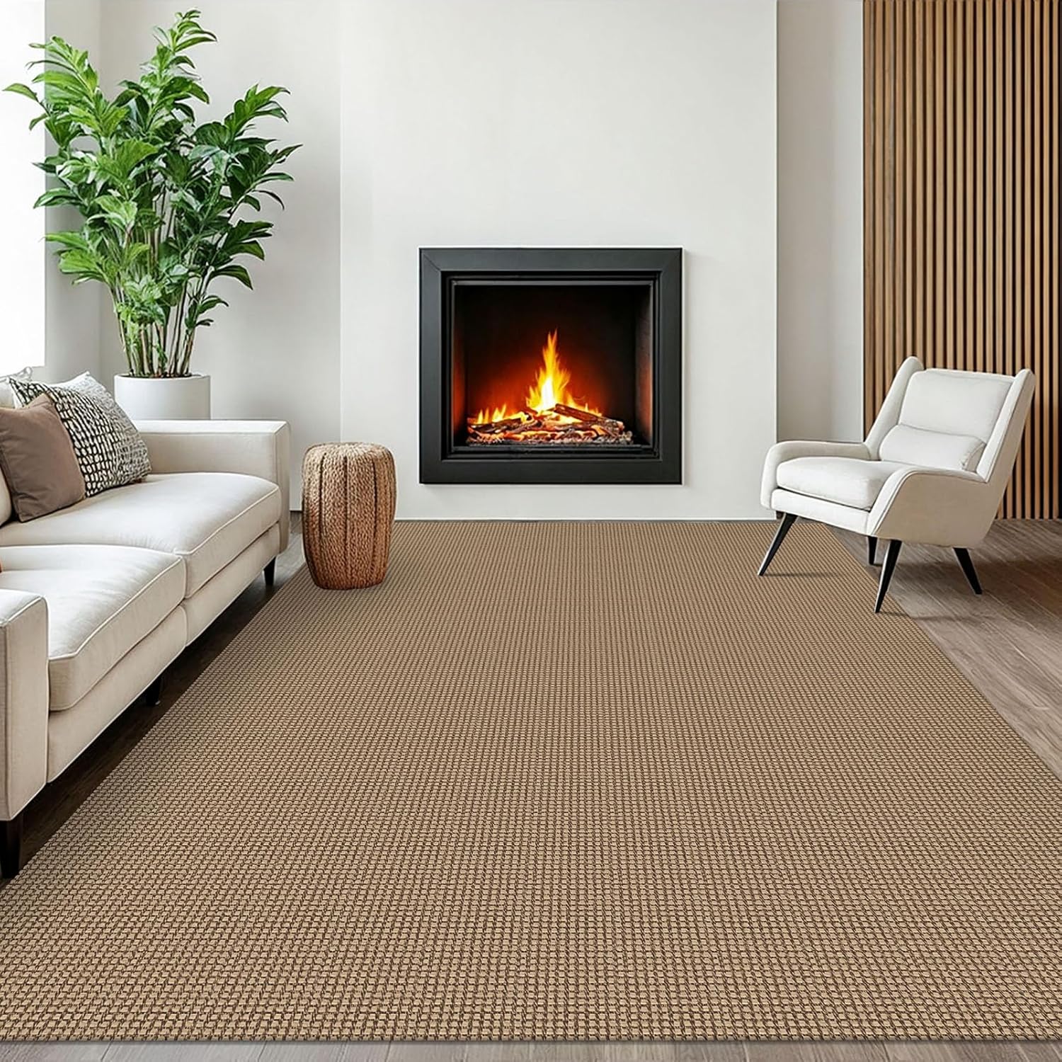 Woven Area Rugs 6x9 Ft Non Slip Rubber Backed for Living Room