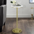 Drink Table Carved Table Top Small Pedestal Martini Side Table - White