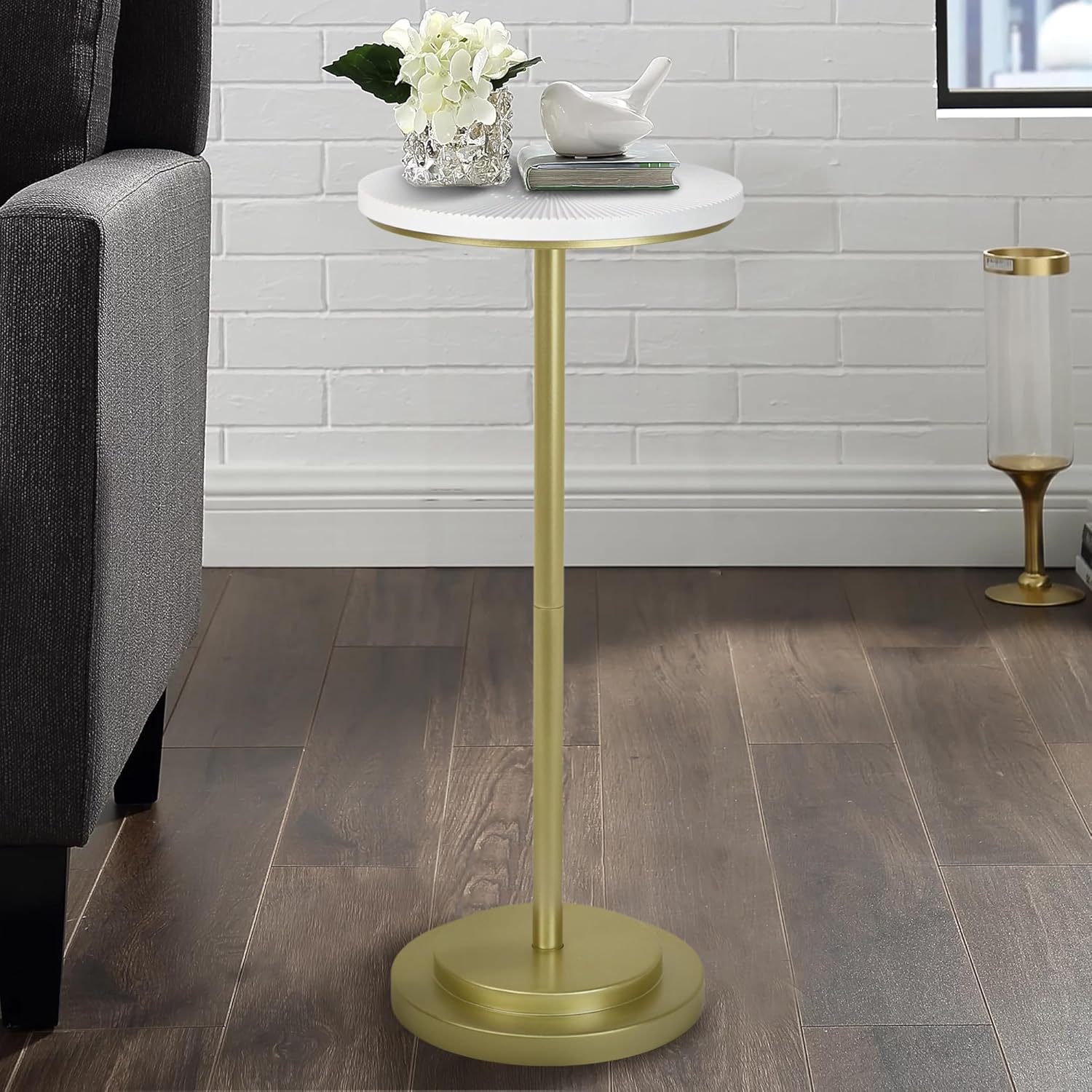 Modern Martini Table - White/Gold - COVLON