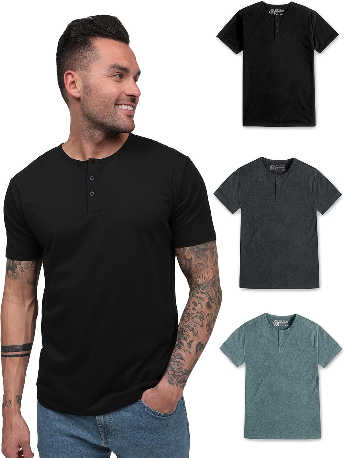 Premium Henley Shirts for Men - Casual Short Sleeve T-Shirt