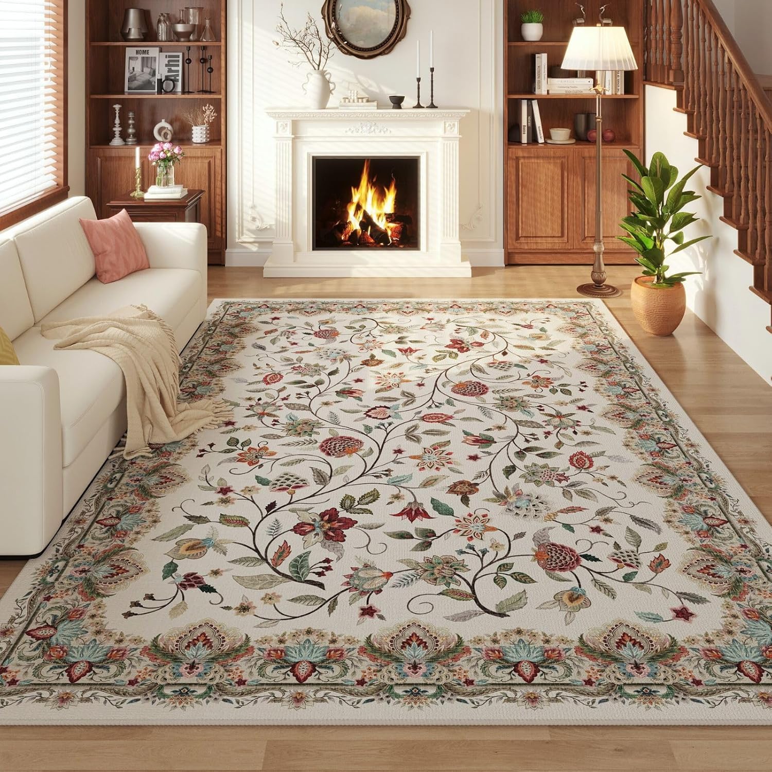 Rugcomf Vintage Paisley Rugs for Living Room - Machine Washable