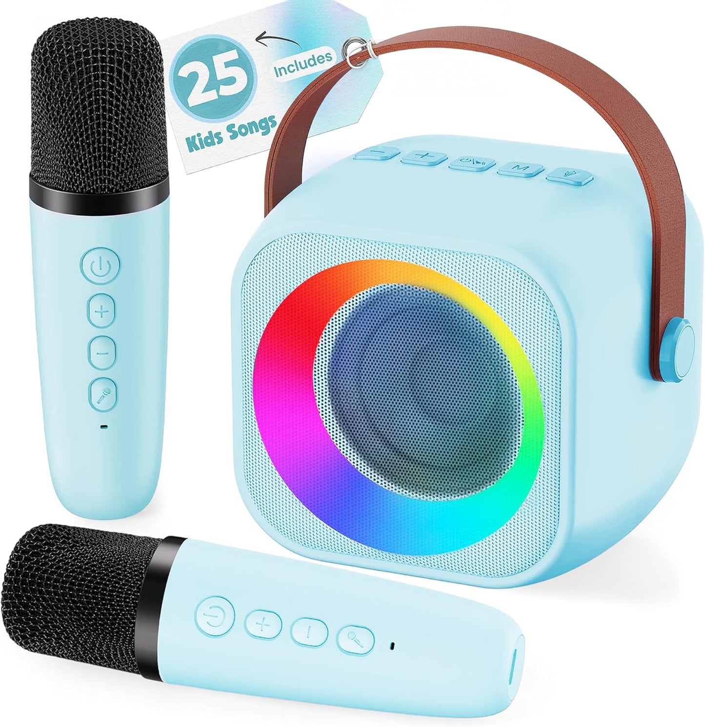 Mini Karaoke Machine for Kids with 25 Songs and 2 Microphones