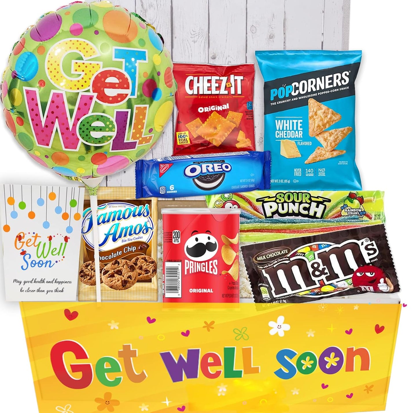 Get Well Gift Basket for Kids with Balloon and Snacks