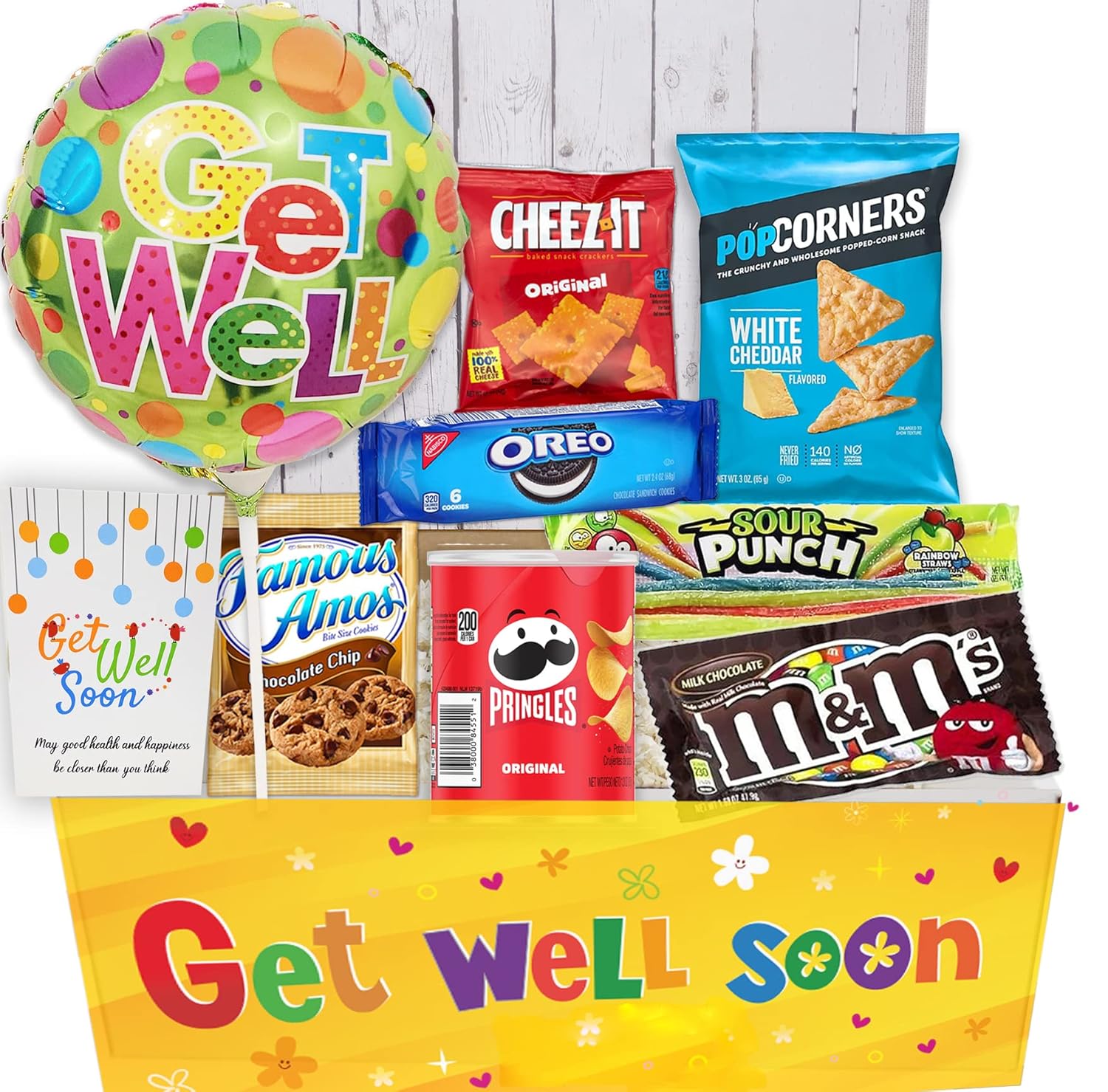 Get Well Gift Basket for Kids with Balloon and Snacks