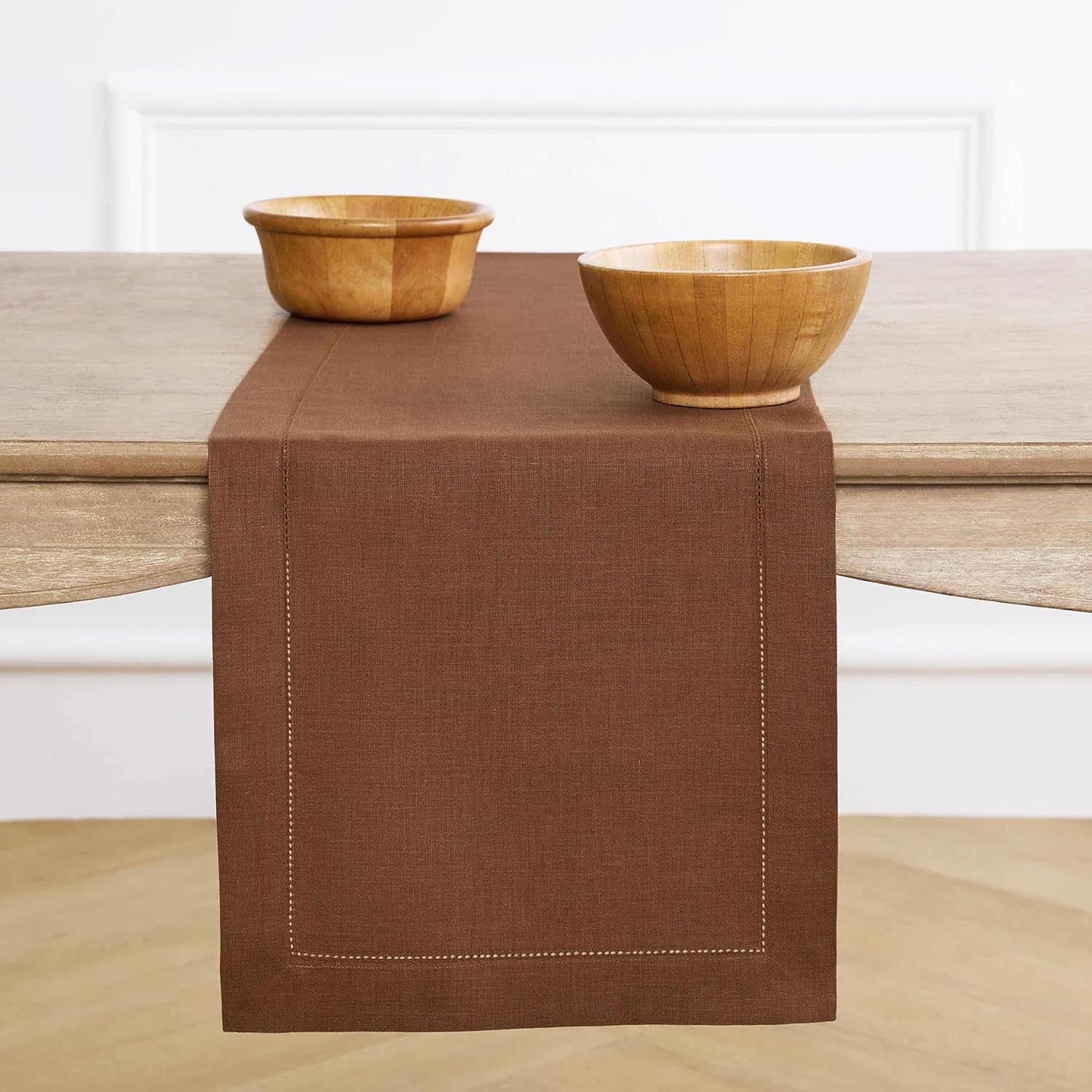 Elegant 100% Pure Linen Brown Table Runner for Stylish Decor