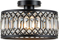Crystal Ceiling Light Fixture Modern Flush Mount - Black Crystal