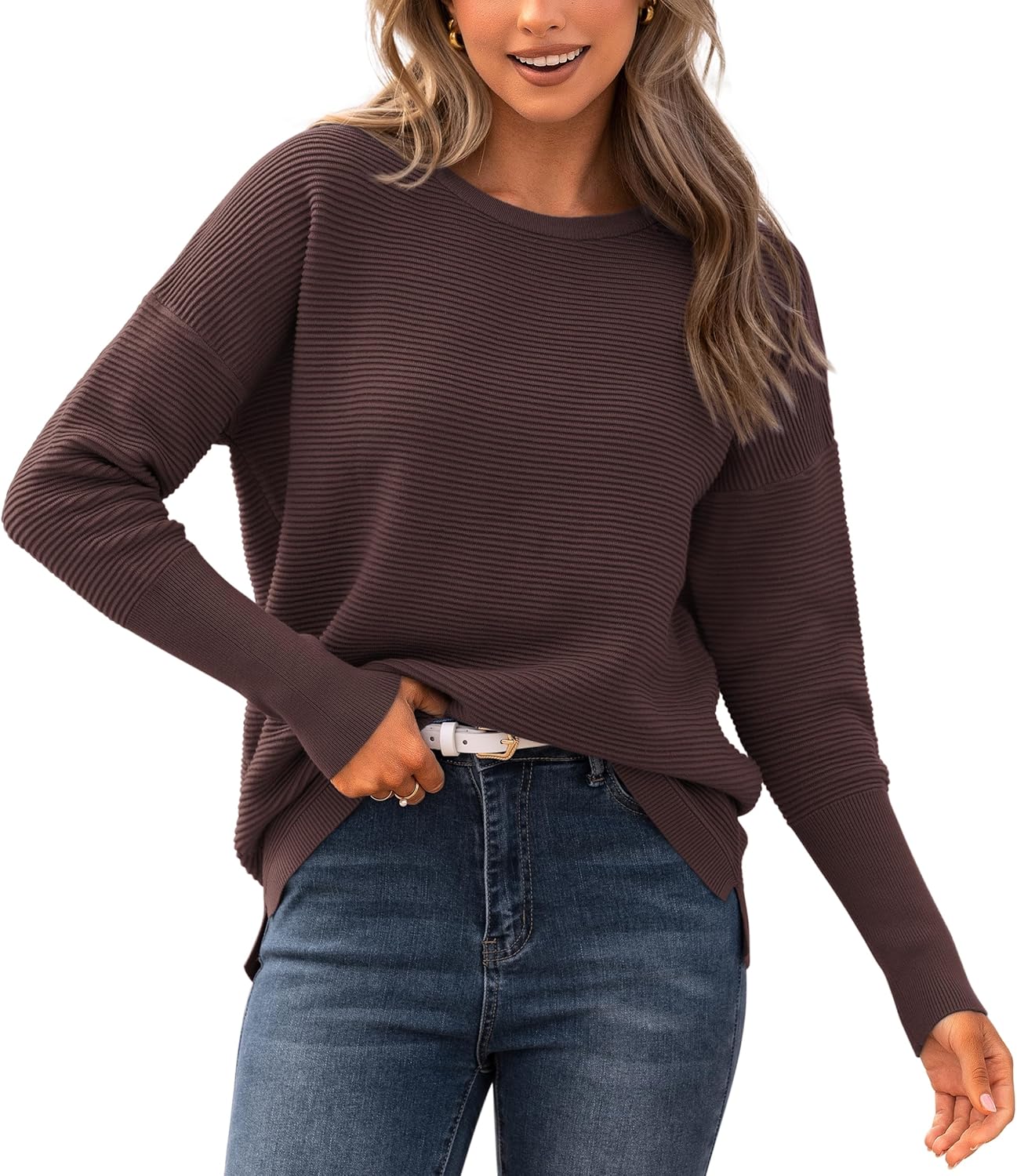 BTFBM Fall Sweaters for Women 2025 Casual Long Sleeve Pullover