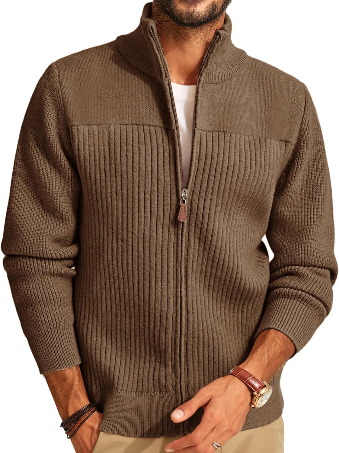 Stylish Men's Full Zipper Cardigan for Casual and Formal Wear