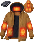 Graphene Heated Jacket for Men with 12V 18400mAh Battery - Hooded Coat