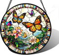 Stained Glass Window Hanging Butterflies - Vibrant Sun Catcher