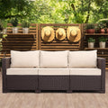 Patio Furniture 3-Seat Sofa Wicker Outdoor Couch with Cushions