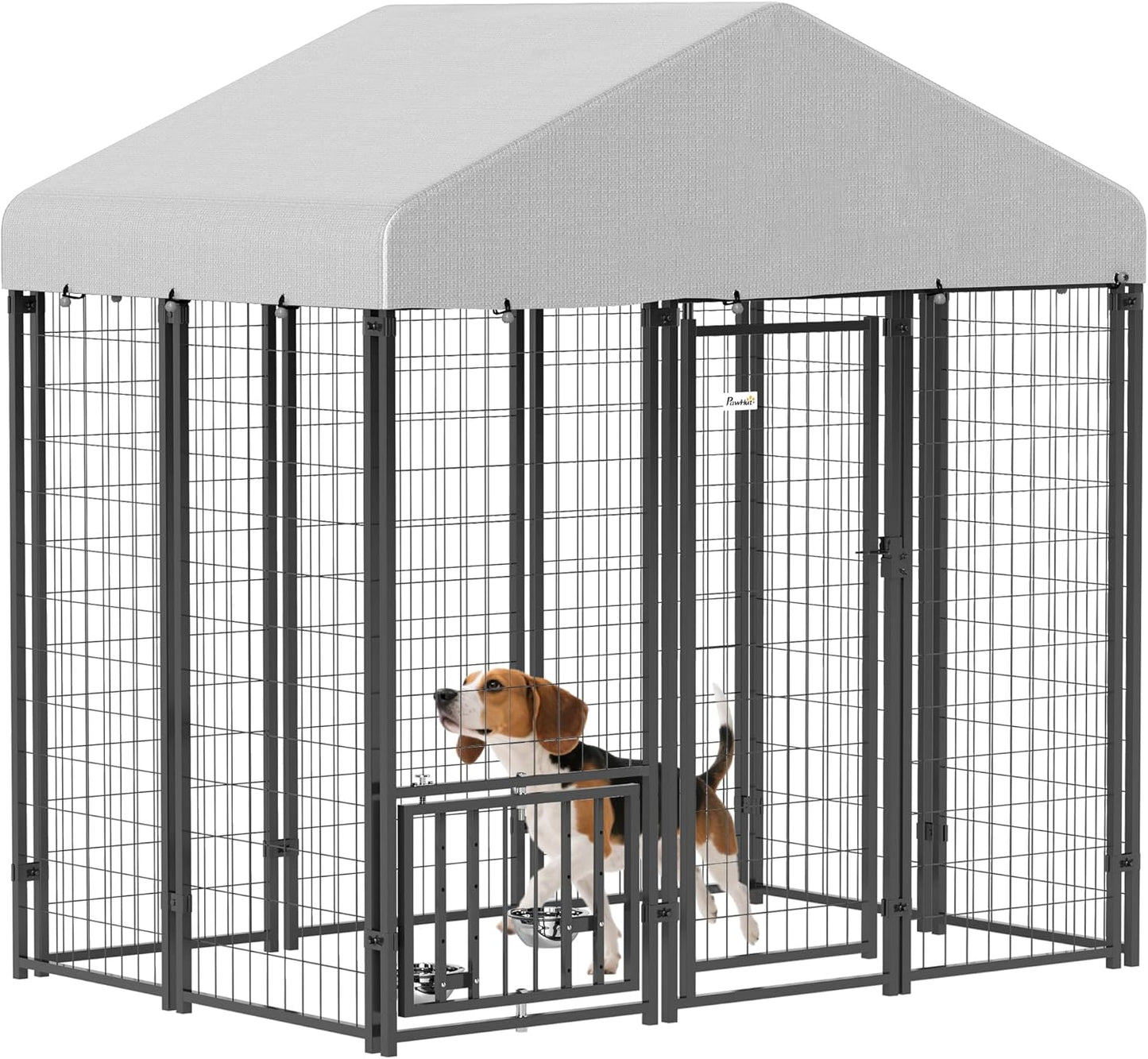 PawHut Outdoor Dog Kennel with Adjustable Feeding Station & Cover
